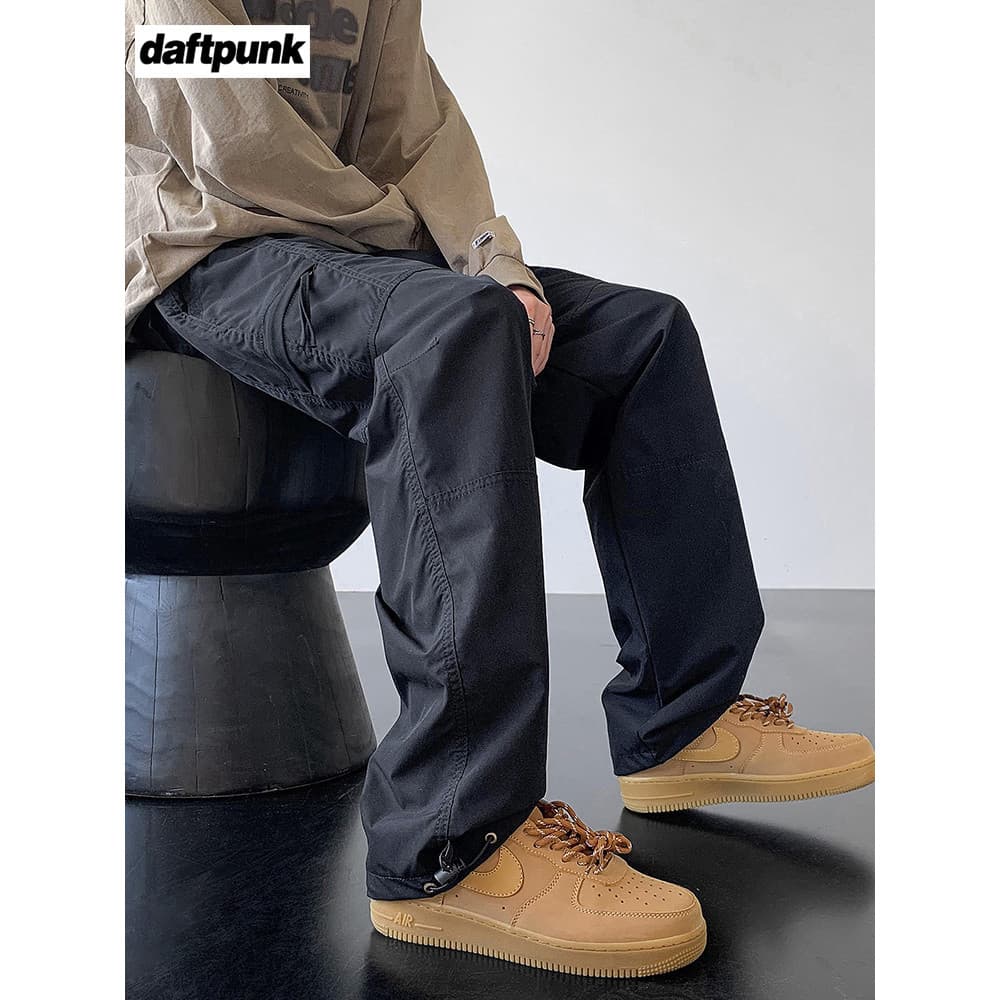 Estilo americano jaqueta masculina outono caminhadas calças esportes casuais paraquedista calças ao ar livre solto prima