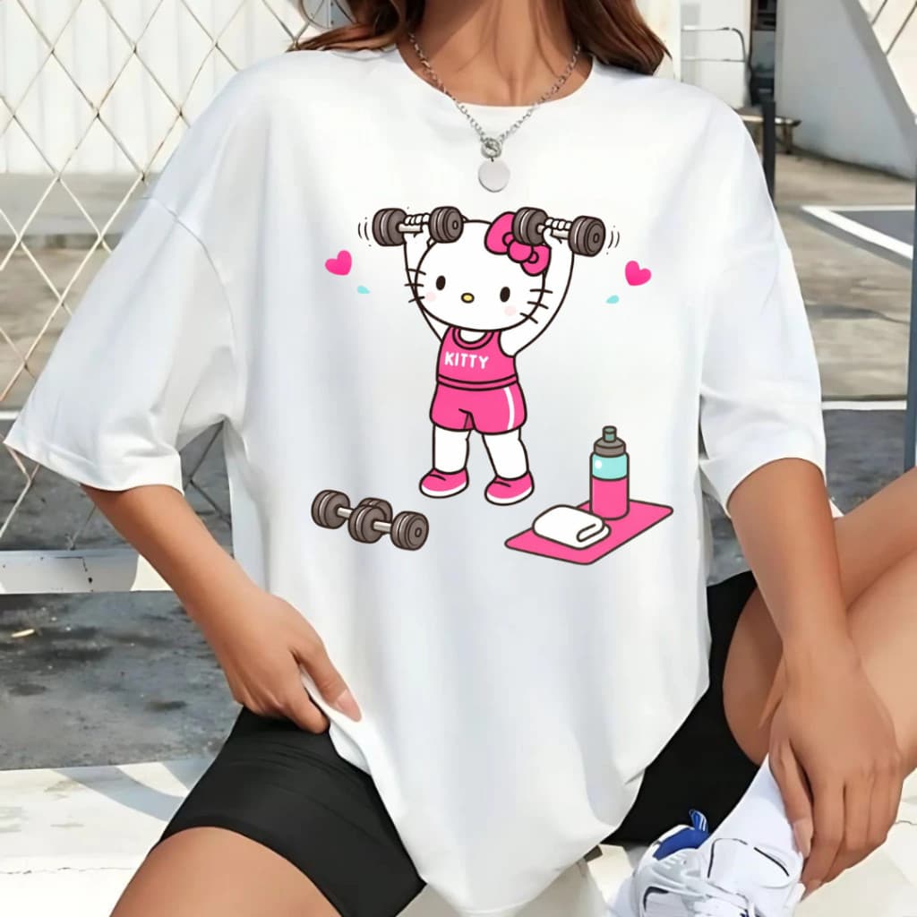 Camiseta Feminina Blusa Hello Kitty Altere Superior Fitness Varias Para Treino Academia Qualidade Premium Envio Imediato