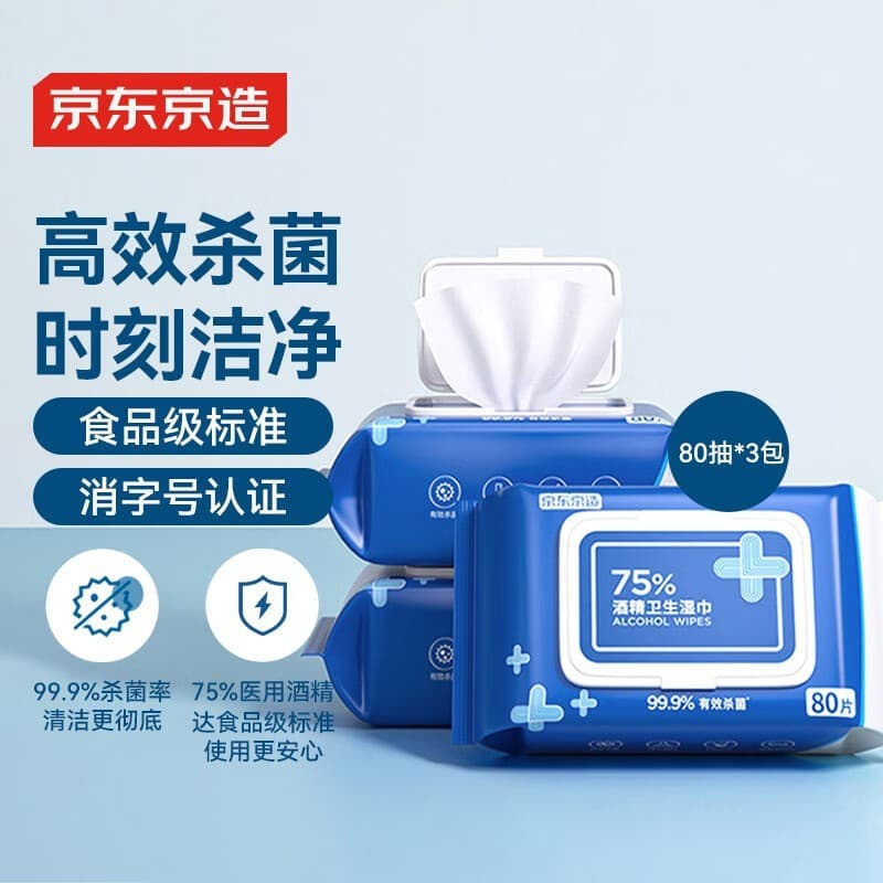 Fabricado em Tóquio Toalhetes com álcool 75% 80 peças Toalhetes de esterilização Toalhetes úmidos Toalhetes higiênicos T