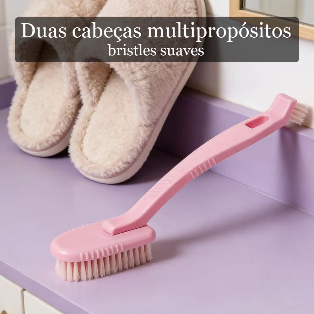 Escova de Limpeza de Sapatos de Ponta Dupla com Cabo Longo Multifuncional para Remover Manchas em Tênis com Eficiência