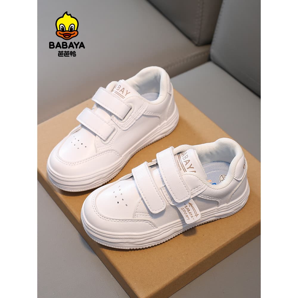 Baba pato tênis infantis 2025 novo estilo meninas sapatos brancos médio grande crianças sapatos casuais de sola macia me