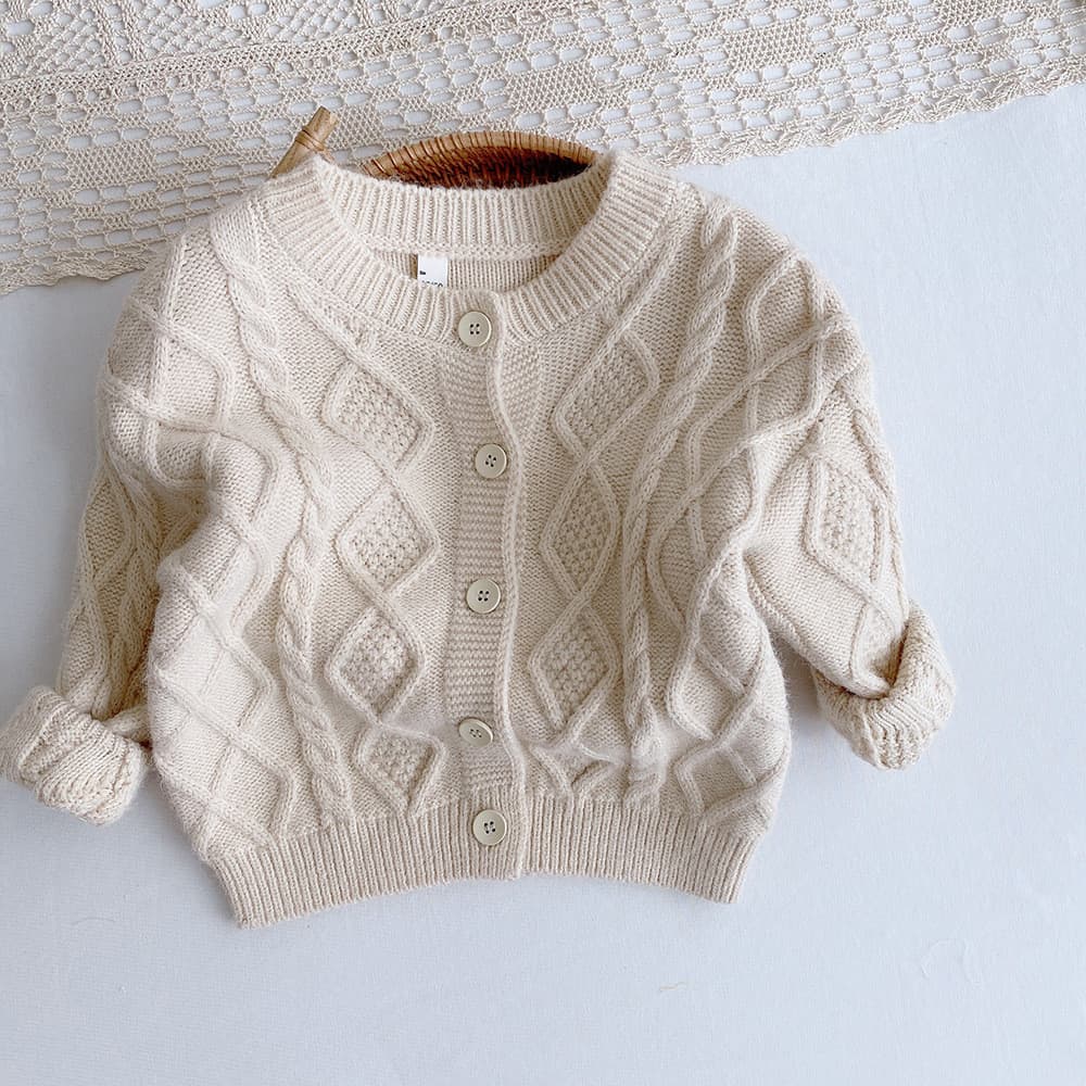 Masculino feminino bebê moda malha Cardigan 2025 outono estilo meninos meninas Alpaca versão coreana cor sólida camisola