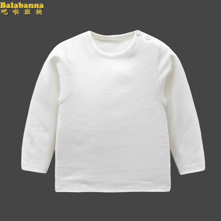 Bebê recém-nascido puro algodão de manga comprida topo do bebê camiseta meninos meninas crianças camisa de fundo branco