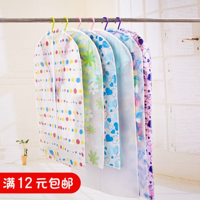 PEVA Impresso Transparente com Zíper À Prova D 'Água Lavável Roupas Terno Armazenamento Capa Anti-poeira Pendurado Bolsa