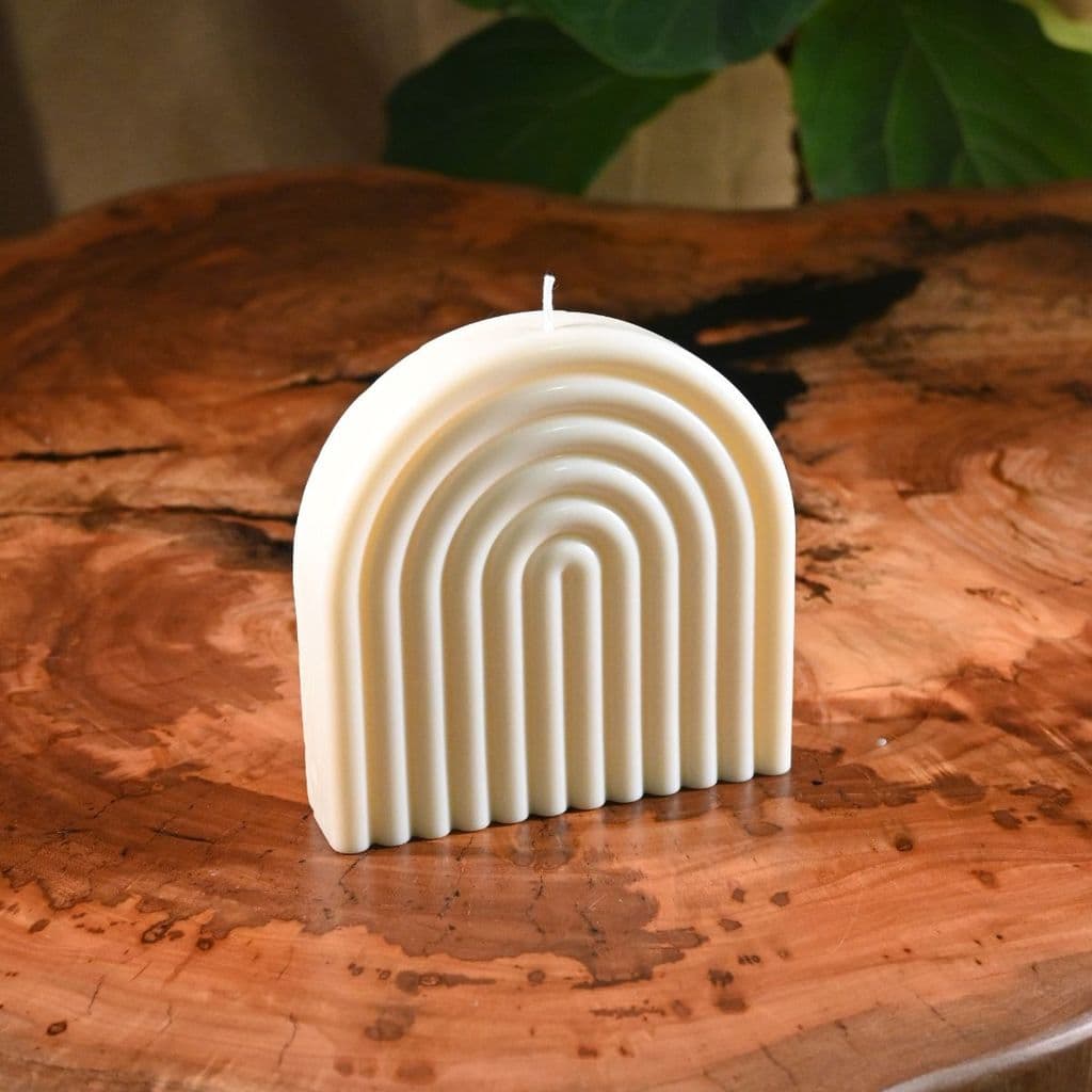 Vela Decorativa Arco Minimalista em Cera de Coco Artesanal