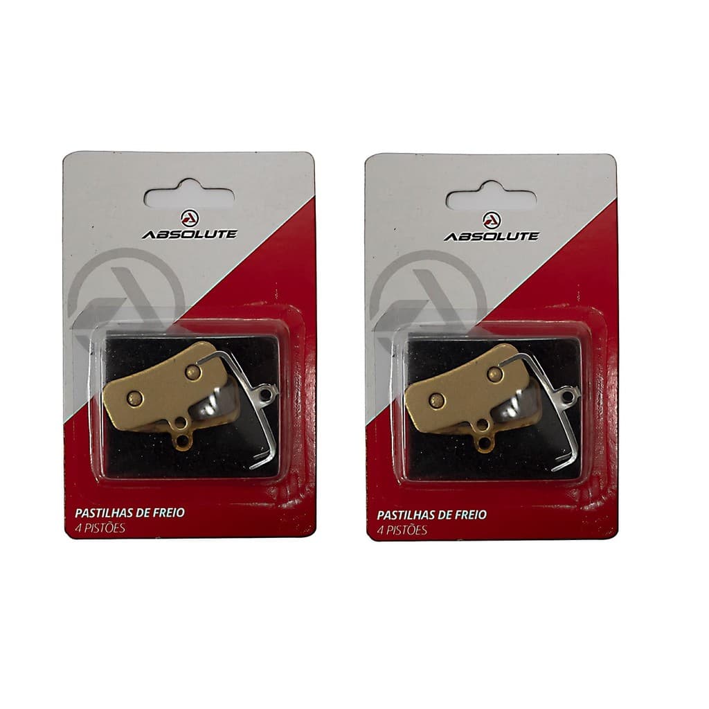 2 Par Pastilha Freio Absolute Semi-Metálica Compatível Shimano SAINT/ZEE/XTR/XT/SLX/DEORE 4 Pistão