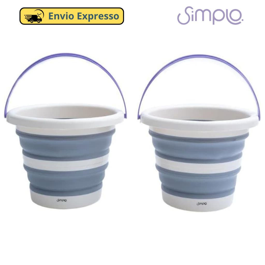Kit 2 Baldes Dobráveis de Plástico 5L - Simplo Oikos