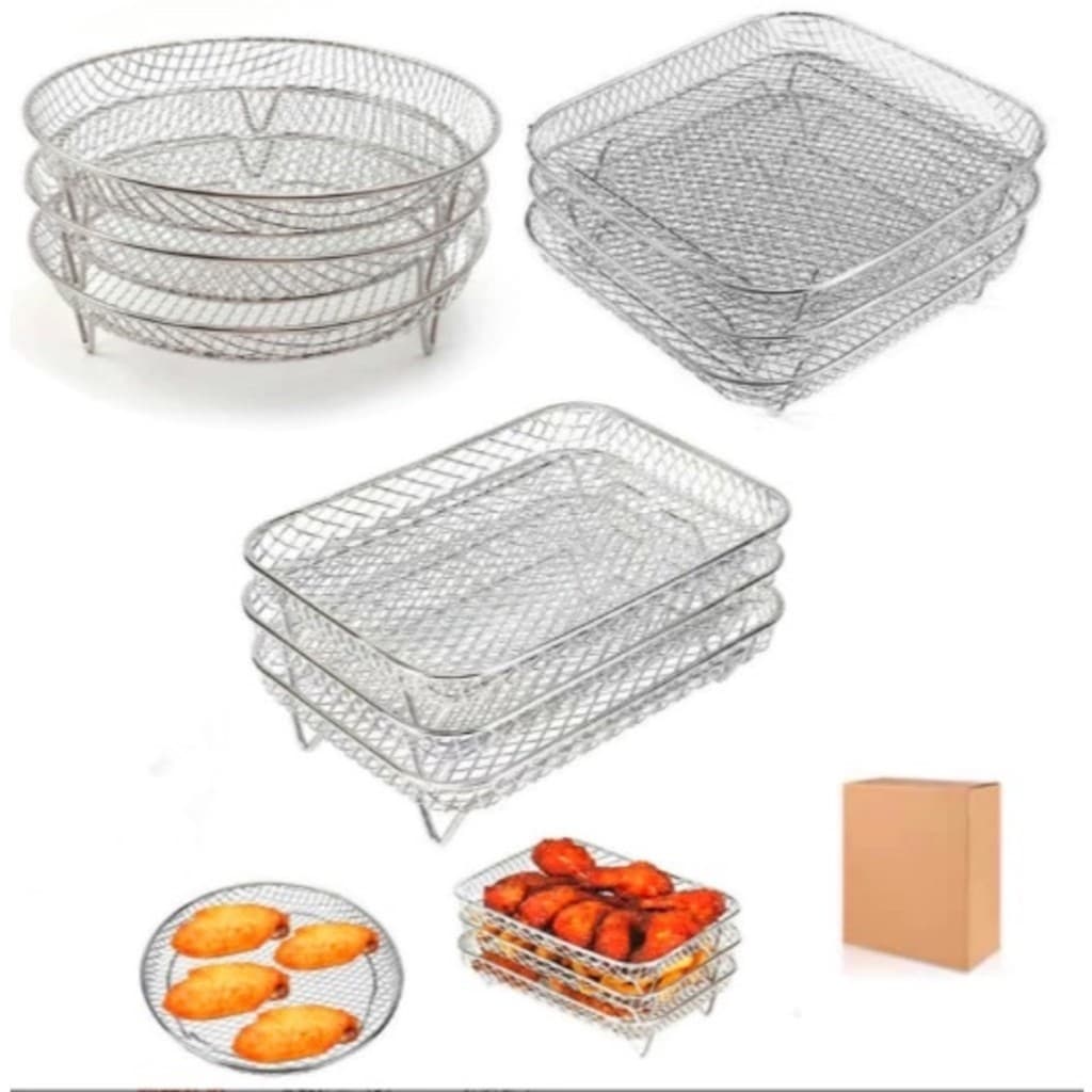 Grelha Para Air Fryer 3 Andares Aço Inox Cozinha