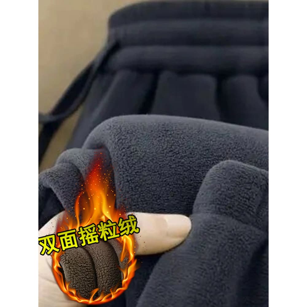 Calça de moletom de lã dupla face pesada masculina outono inverno forro de lã engrossado calças esportivas quentes calça