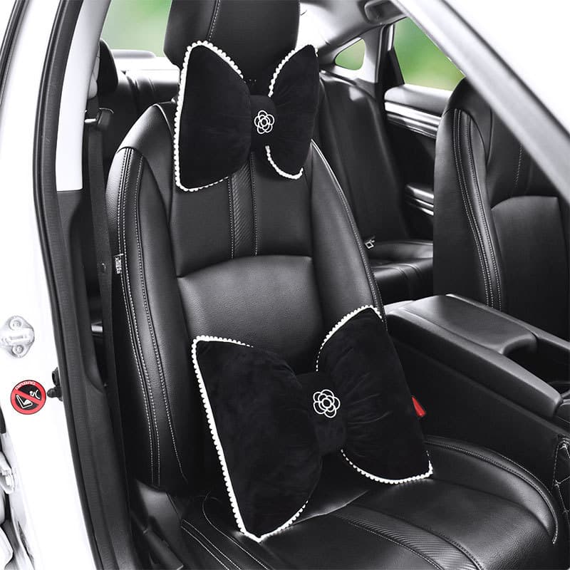 Bowknot encosto de cabeça do carro apoio lombar travesseiro assento de carro coluna Cervical pescoço travesseiro almofad
