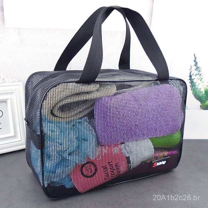 Bolsa de higiene pessoal de malha para mulheres, bolsa de banho portátil para viagens de negócios, bolsa de banho para h