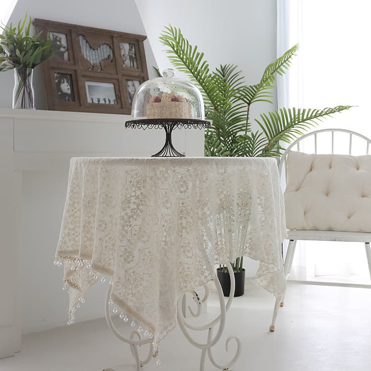 Iris Township Ceci Princesa Gaze Renda Bordada Toalha de Mesa de Café Toalha de Mesa Redonda Americana de Cor Sólida Toa