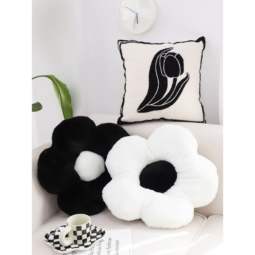 Preto branco flor travesseiro famoso cama almofada almofada sala de estar sofá almofada ins estilo quarto cama travessei