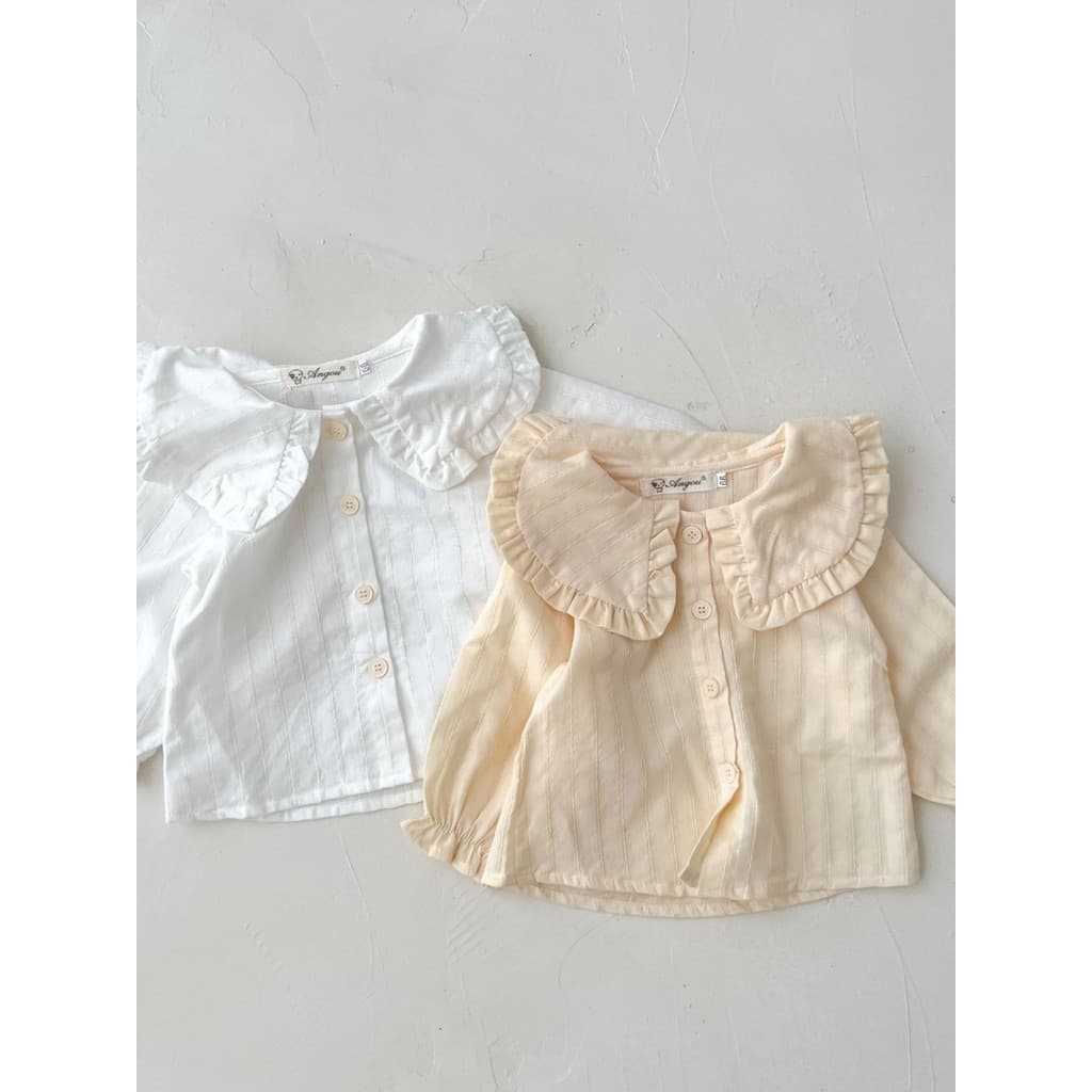Crianças infantis primavera outono roupas gola boneca branca camisa do bebê menina moda topo camisa de algodão puro roup
