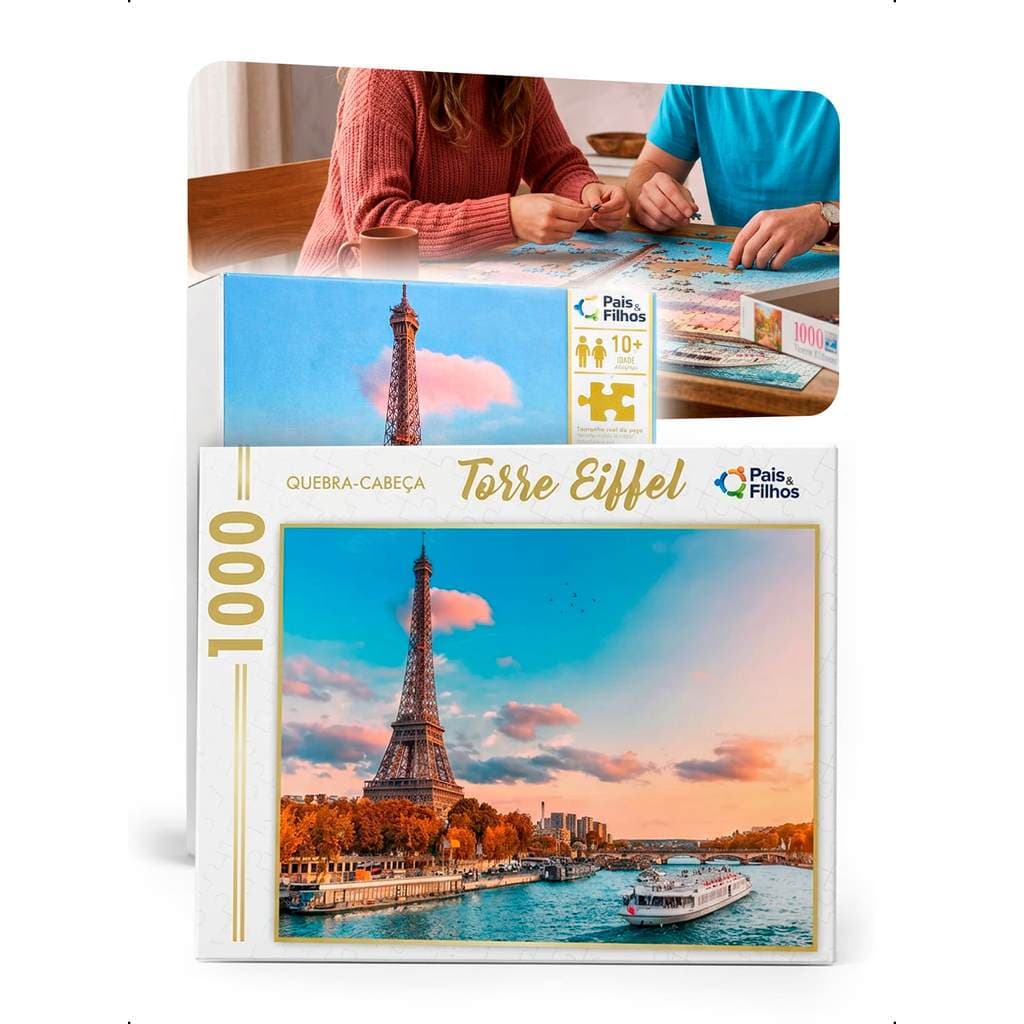 Quebra Cabeça 1000 Peças Torre Eiffel Paris Família e Amigos