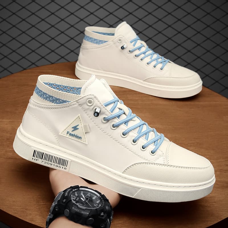 Sapatos masculinos de lona All-Match gelo seda branco de alta qualidade sapatos planos na moda antiderrapante esportes d