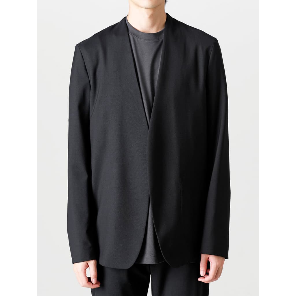 GAOSTUDIOS Preto Minimalista Sem Gola Casual Terno Masculino Solto Estilo Japonês Corte Simples Jaqueta Fina