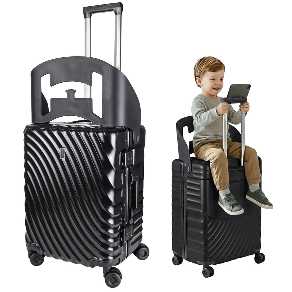 Mala Viagem Média Assento Infantil ABS Giro 360° de 11 a 23kg - Preto - Alira Home