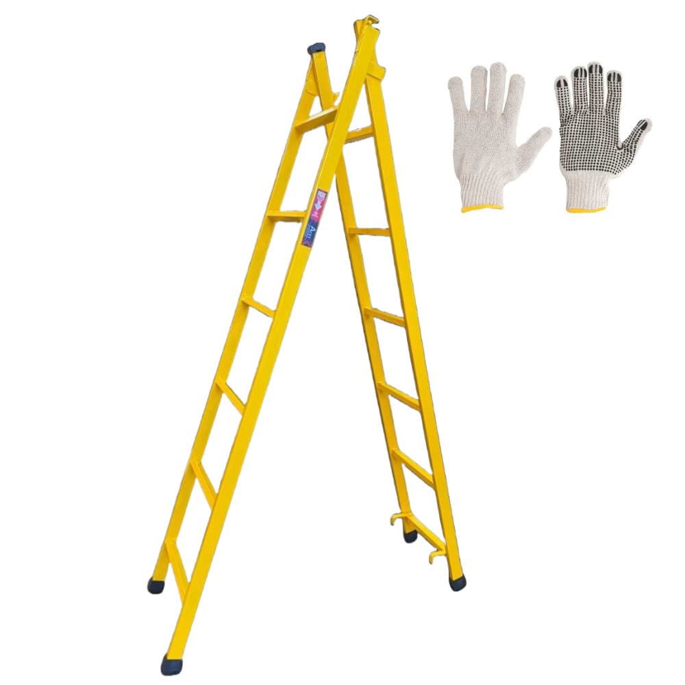 Escada Extensiva 6/12 Degraus 3 metros Multifuncional 3 em 1 em Aço + Luva Malha Pigmentada Vonder