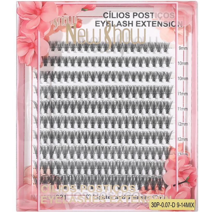 New Show Cílios extensão de Cilios Postiços 120 -Tufos sem Nó-20P/30P-0.10-D 9-14MIX