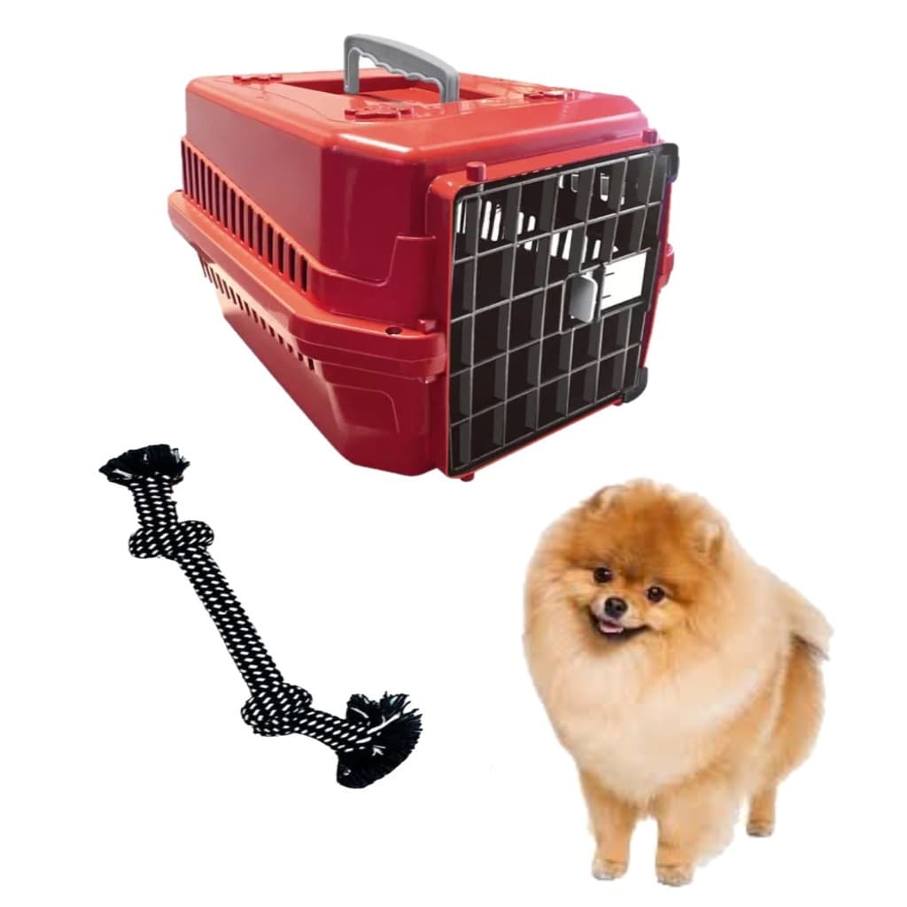 Kit Mordedor Corda Pet Interativo + Caixa Transporte Pet N1