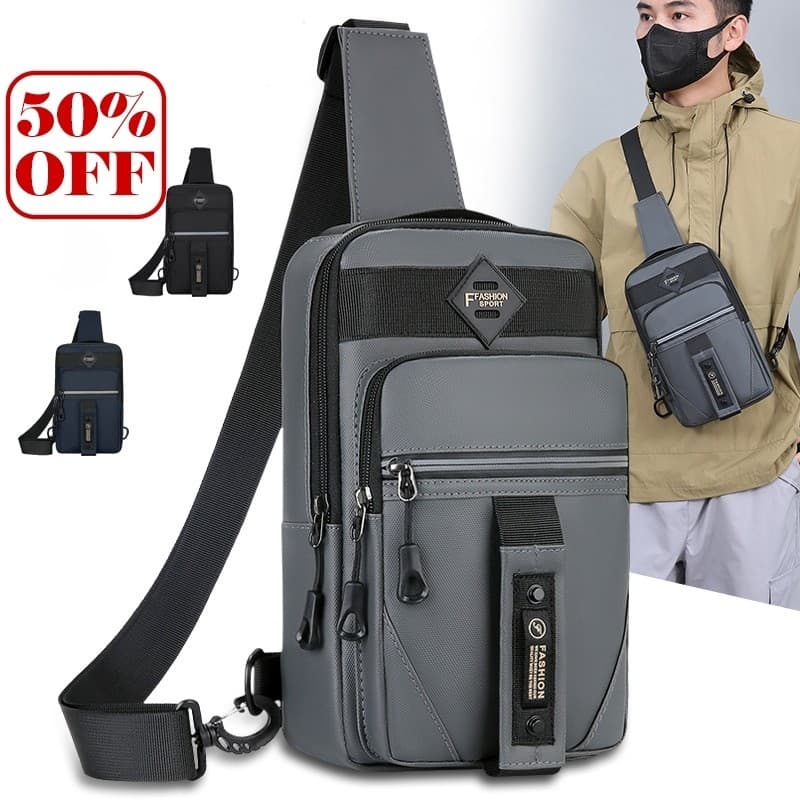 Mochila de Peito Masculina À Prova D'água Grande Capacidade