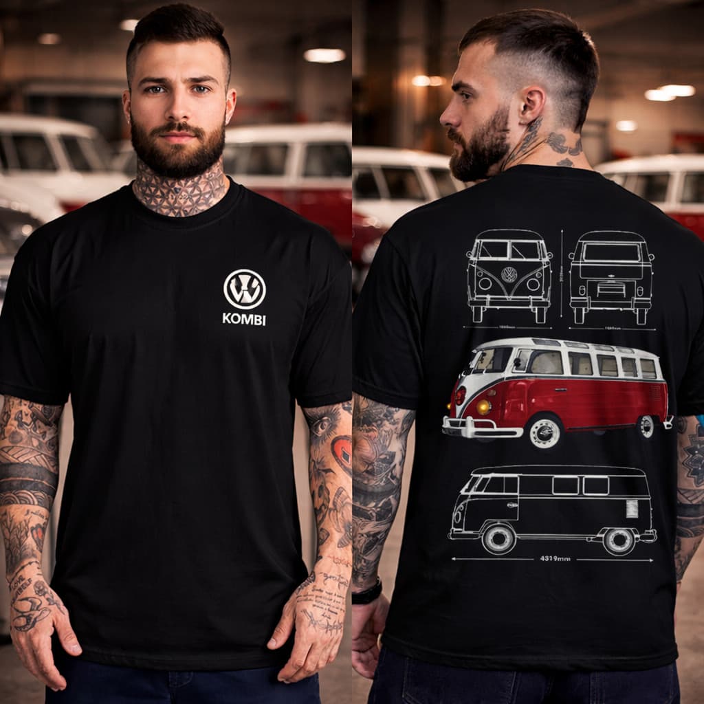 Camiseta Kombi Camisa Algodão Estampa Carro Antigo Premium