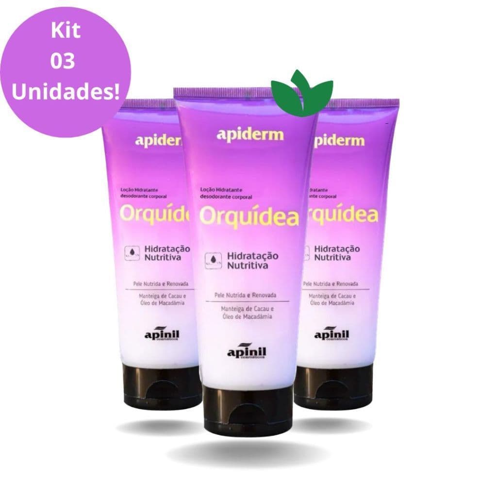 KIT 3 Hidratante Corporal ORQUÍDEA Creme Loção Desodorante Apiderm 190g - Apinil