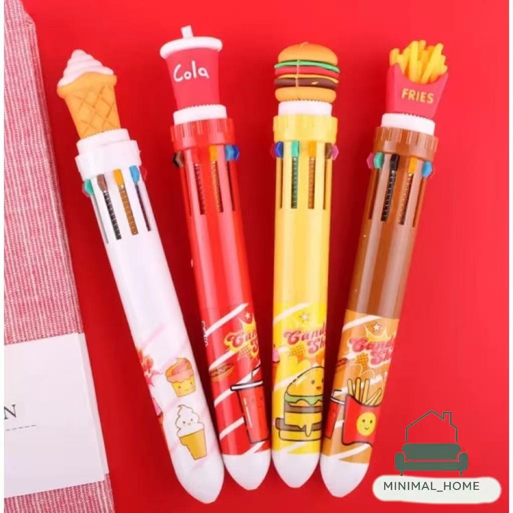 10 Em 1 Papelaria Divertida 10 Cores Caneta Esferográfica Multicolorida Escritório/Escola