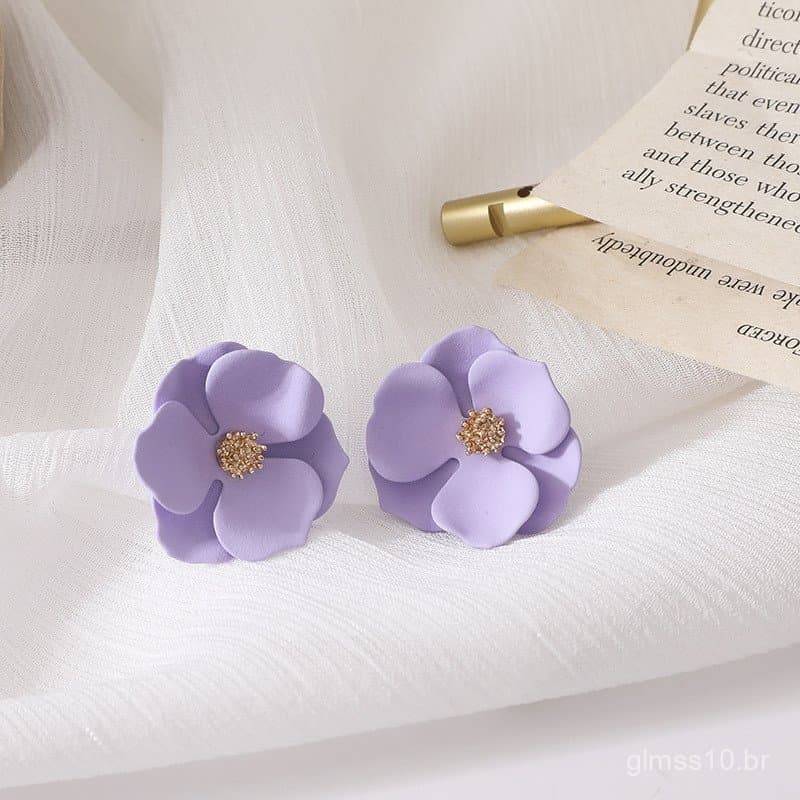 Brincos de flor em formato de coração para férias de verão, brincos versáteis e frescos, estilo coreano Hyuna, brincos s
