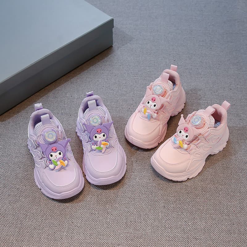 Meninas sapatos 2026 primavera outono novo estilo princesa Kuromi meninas pai sapatos estudante tênis de corrida criança