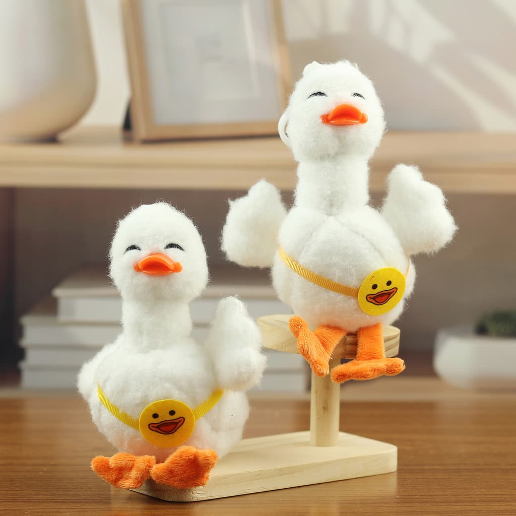 Criativo patinho branco brinquedo de pelúcia boneca bonito pequeno pato branco boneca menina mochila saco chaveiro pinge