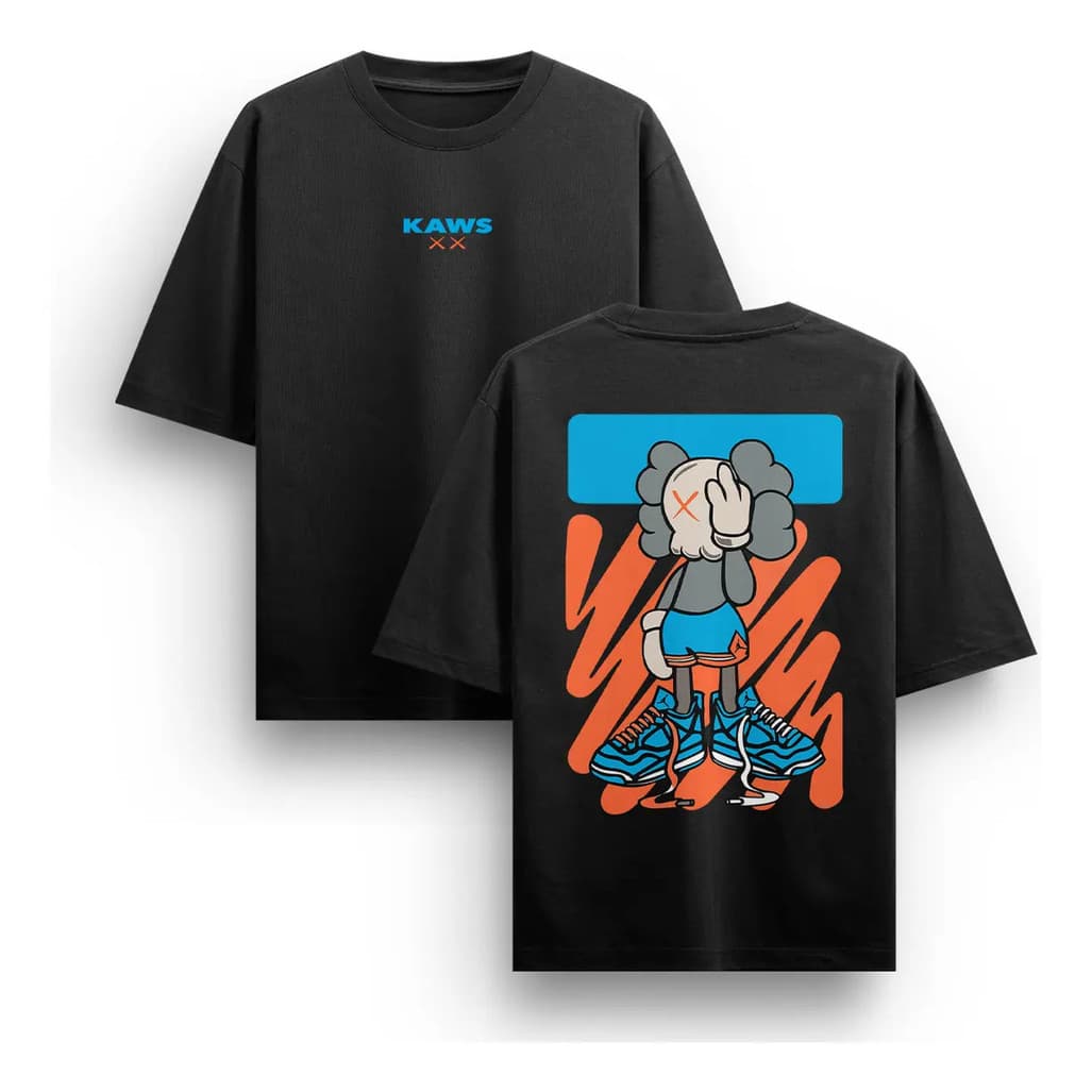 Camiseta Modelagem Oversized Masculina Streetwear Urban Estampa Kaws Donnelly 100% Algodão