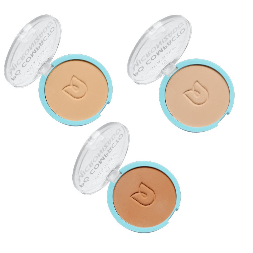Kit 3 Pó Compacto Micronizado Cores Médias Mia Make 245