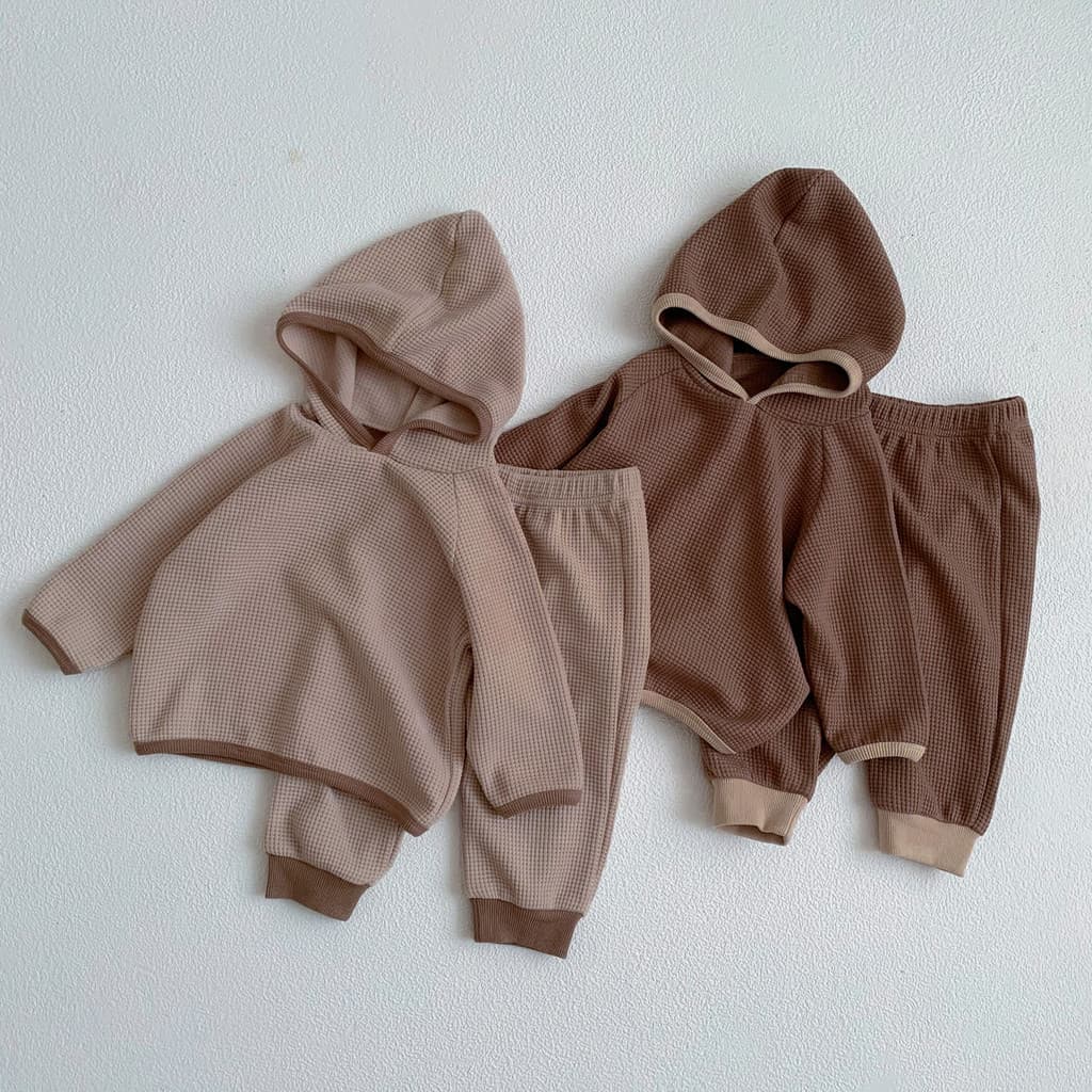 Crianças Waffle moletom com capuz terno masculino feminino bebê primavera outono novo estilo roupas infantis dividir ter