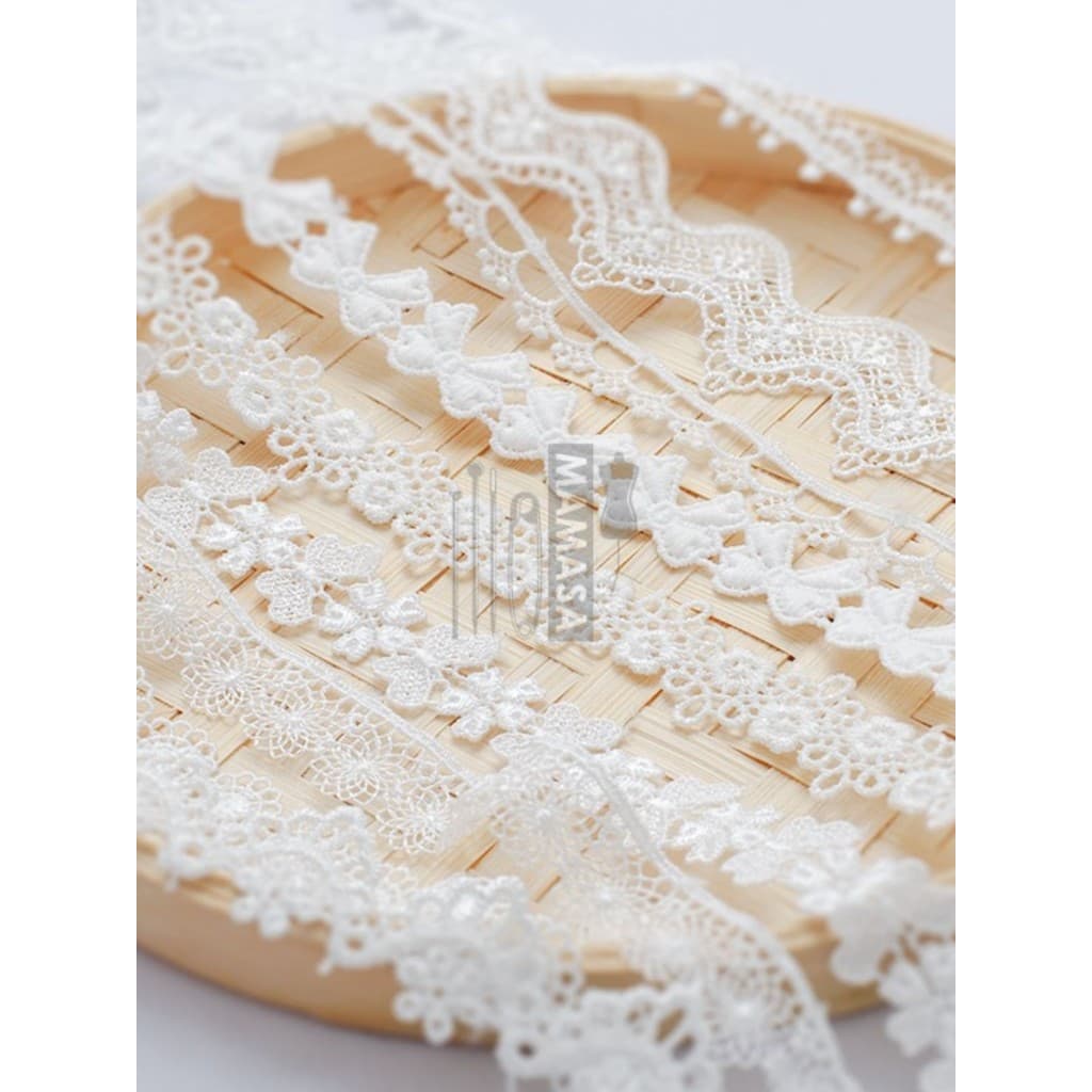 Alta qualidade refinado branco poliéster solúvel em água pequena renda bordado borda DIY roupas artesanais acessórios de