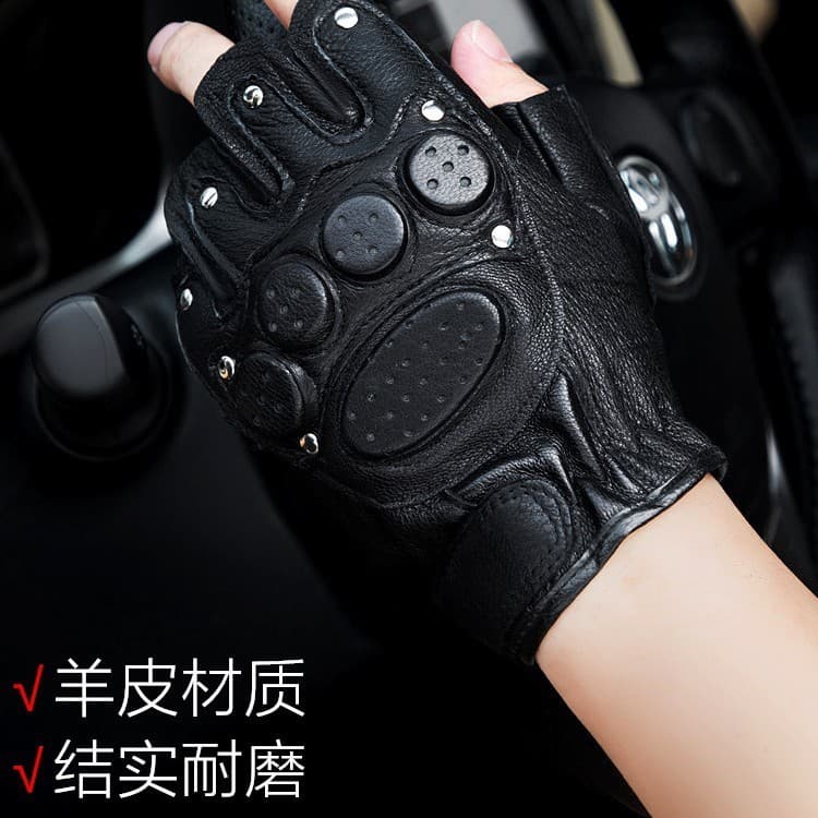 Luvas de meio dedo de couro Pu masculinas outono inverno ciclismo condução motocicleta treinamento tático ao ar livre An