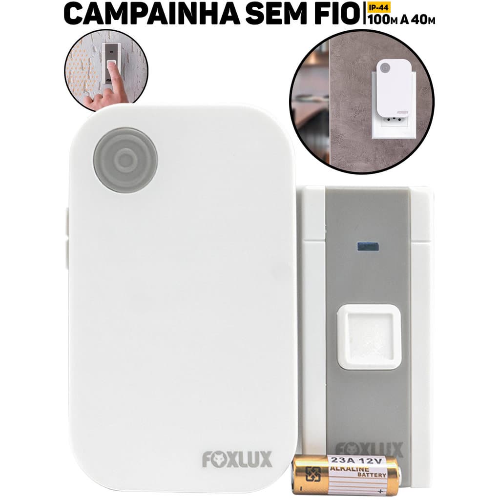 Campainha Digital Foxlux Sem Fio Wireless Alta Qualidade Longo Alcance Casa Escritório Apartamento