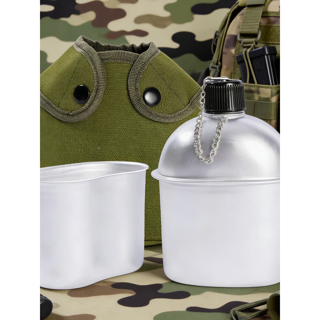 Garrafa de água de alumínio portátil americana, ventilador militar ao ar livre, suprimentos para esportes, montanhismo,