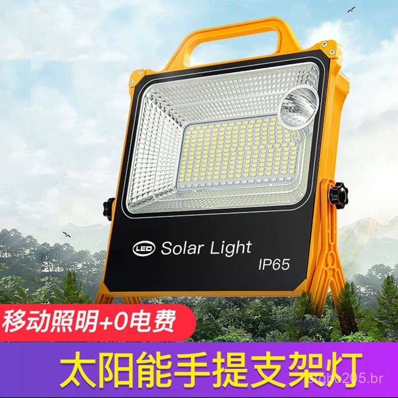 Luz de suporte portátil movida a energia solar, luz de emergência para carregamento de celular em acampamentos ao ar liv
