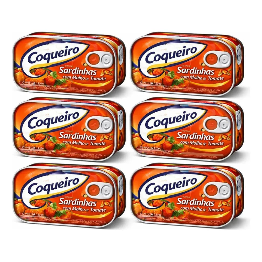 Sardinha Coqueiro Com Molho De Tomate 125gr - Kit Com 6
