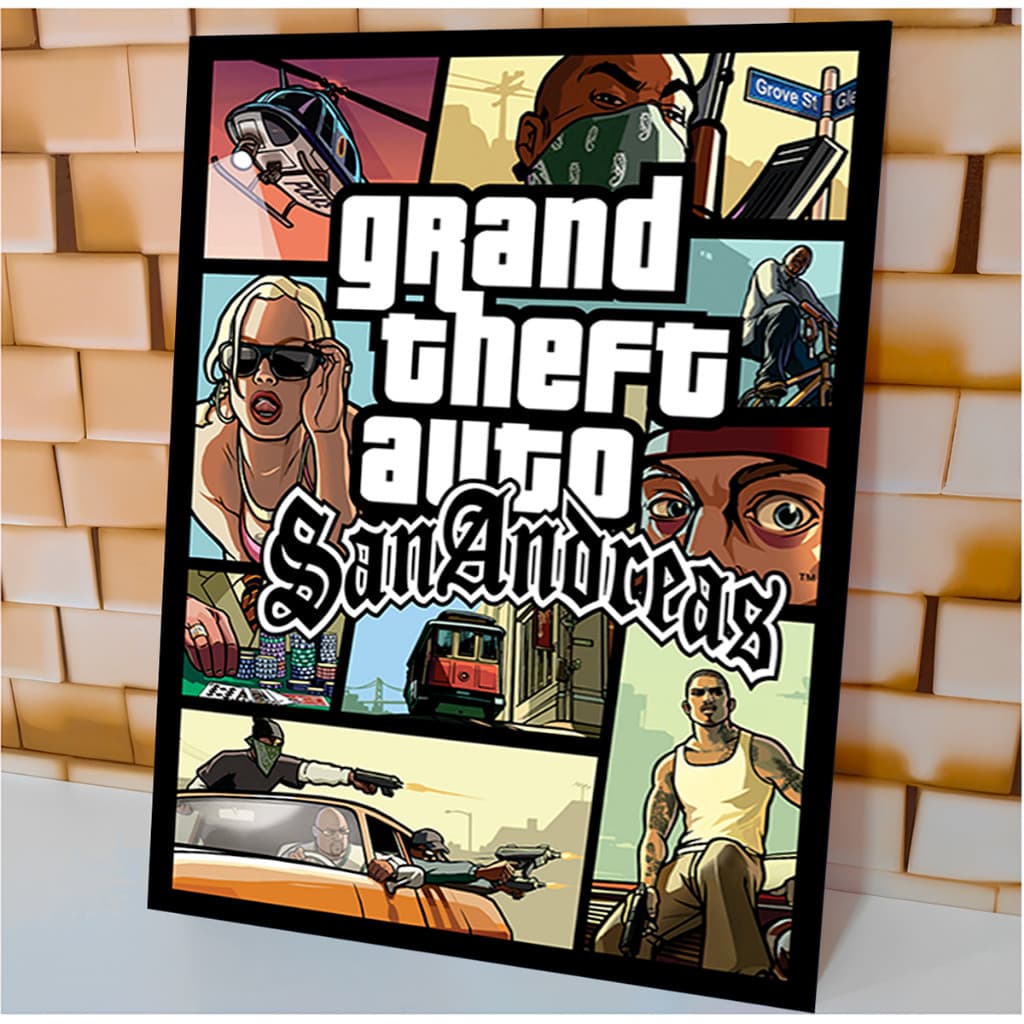 Quadro Decorativo Gta San Andreas Grand Theft Auto San Andreas Vice City IV V CJ Frankilin Trevor