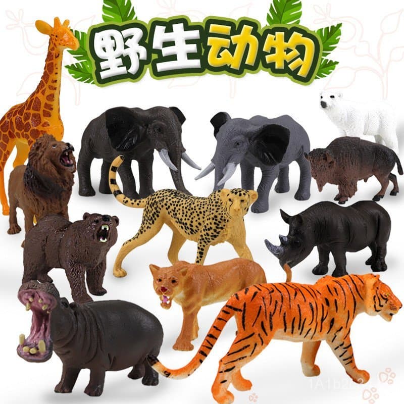 Modelos de animais ocos mais vendidos: tigre selvagem, leão, vaca, animais de simulação em PVC, brinquedos educativos pa