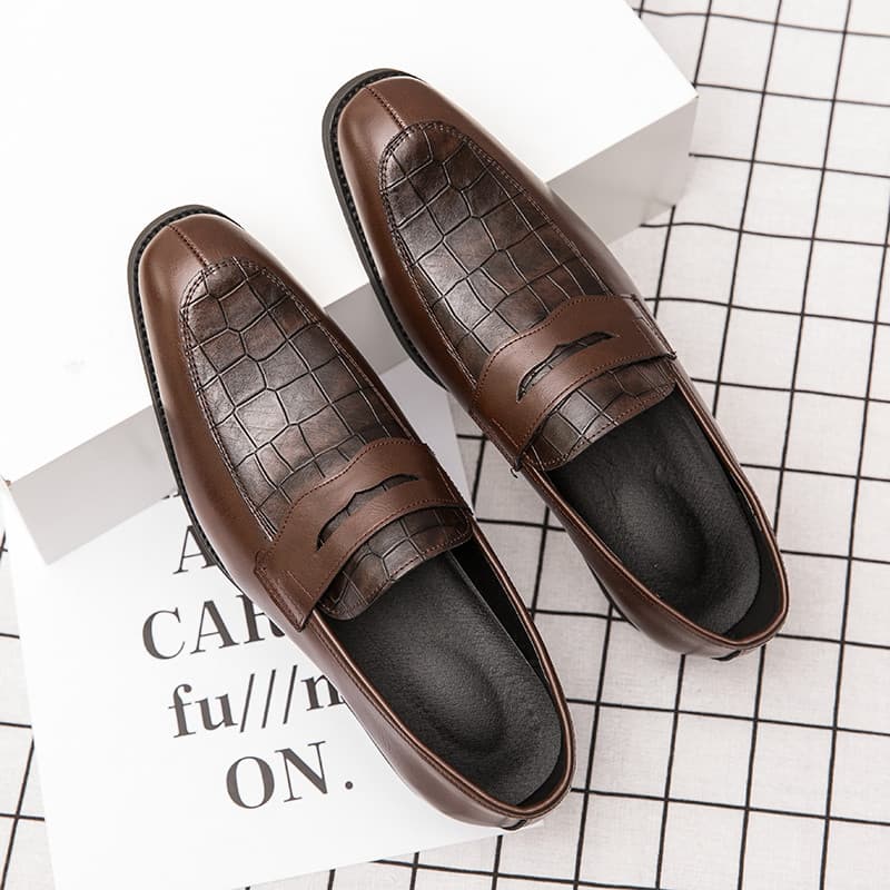 Primavera outono novo estilo sapatos preguiçosos negócios britânicos casuais formais sapatos de couro masculino versão c