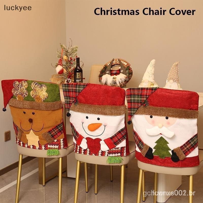 luckyeo Capas Para Cadeiras De Natal , Capa De Assento , Decoração De Casa , Estatueta Cadeira , Rena , Bonecos De Neve