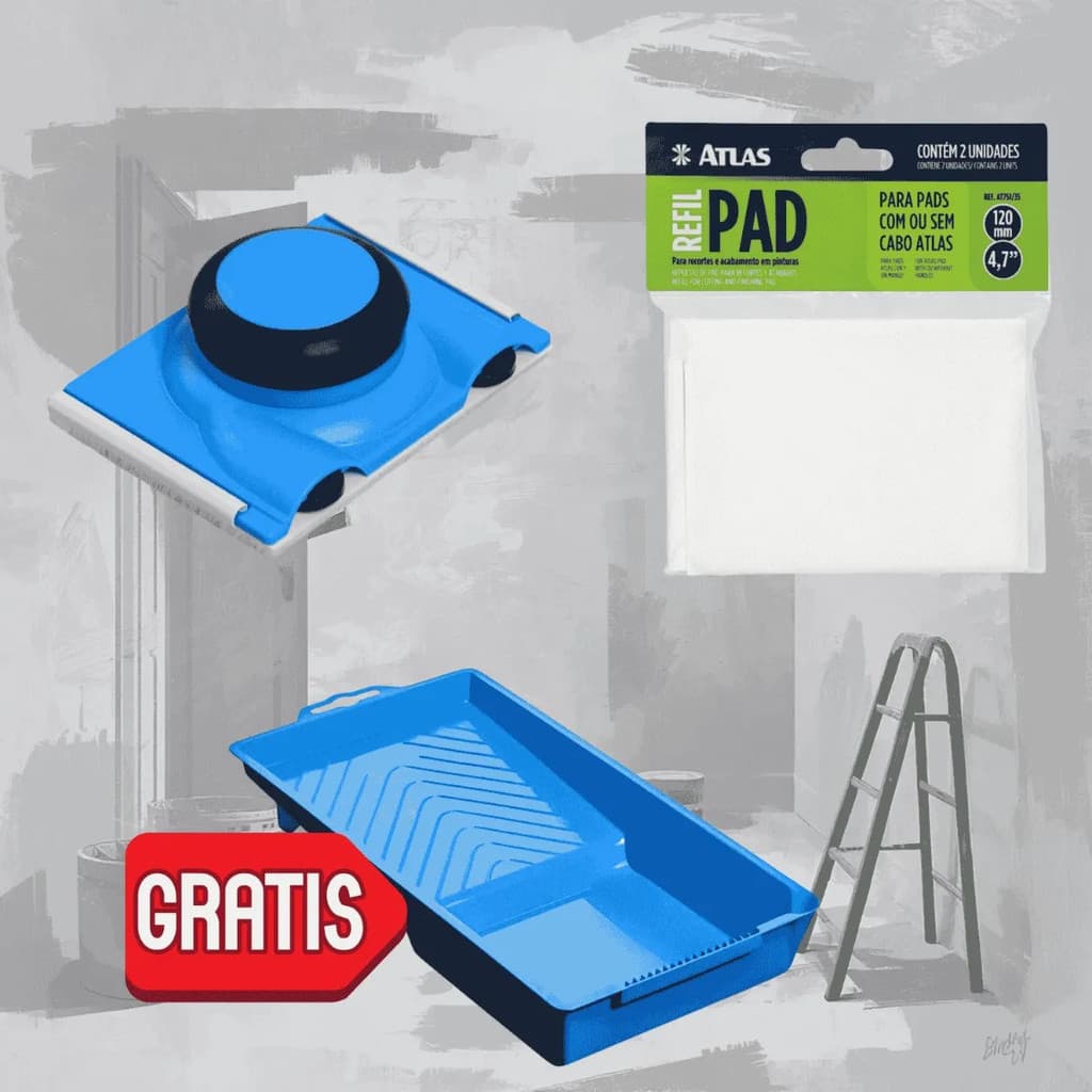 Kit Completo Pad Atlas + Refil + Bandeja Grátis Pintura Acabamento
