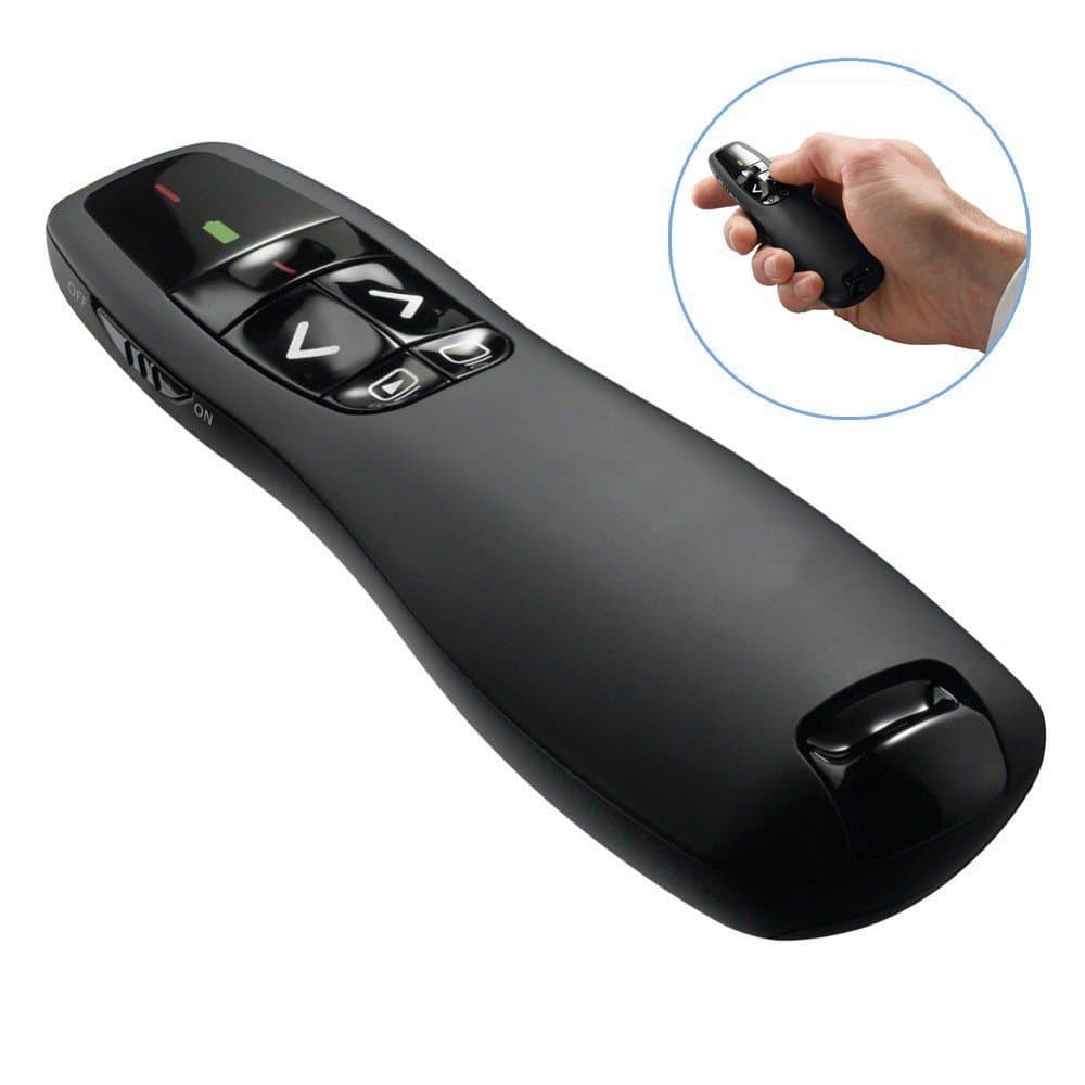 Apresentador Sem Fio USB R400 2.4GHZ com Caneta Laser e Alcance de 30M para PPT