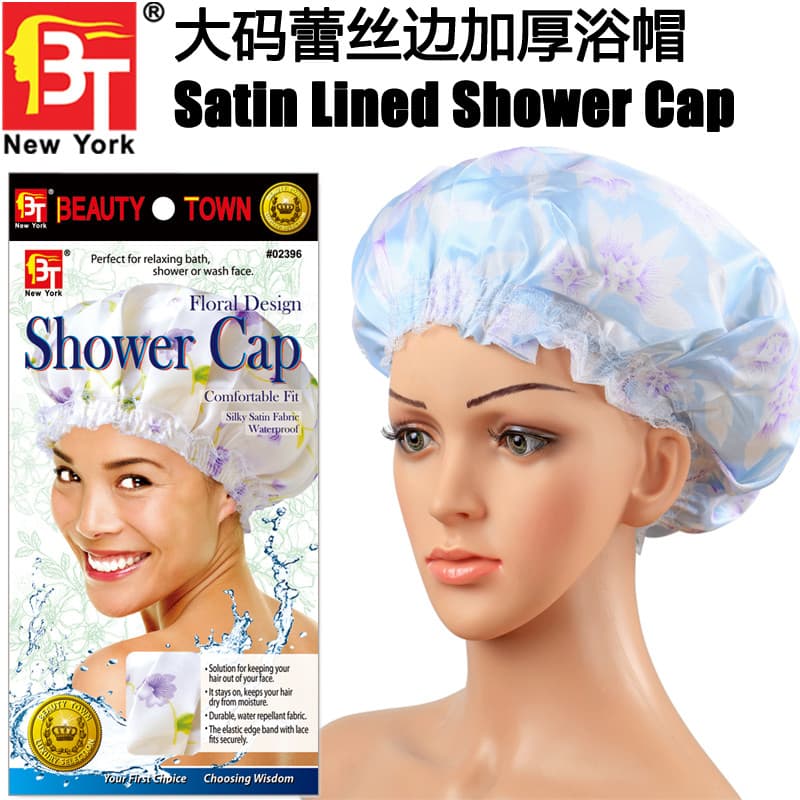 Touca de banho à prova d'água de renda, touca de banho espessada, óleo cozido, cabelo seco, touca de banho espessada, Sh