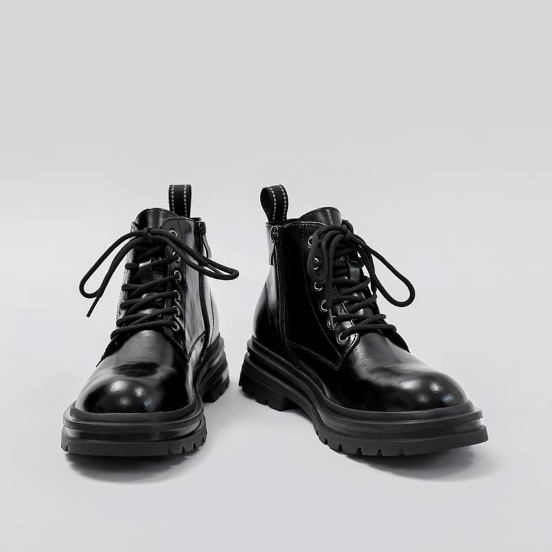 Martin botas masculinas estilo britânico couro genuíno botas gerais preto sapatos de couro de alta qualidade zíper later