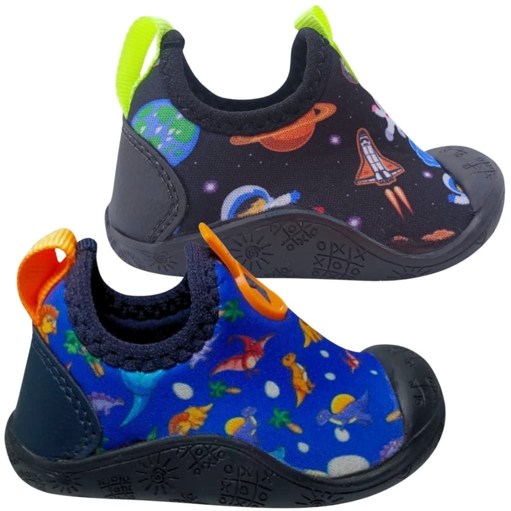 Kit 2 Pares Tênis Bebê Masculino Sapatinho Menino Calce Fácil Infantil Recém Nascido Batizado